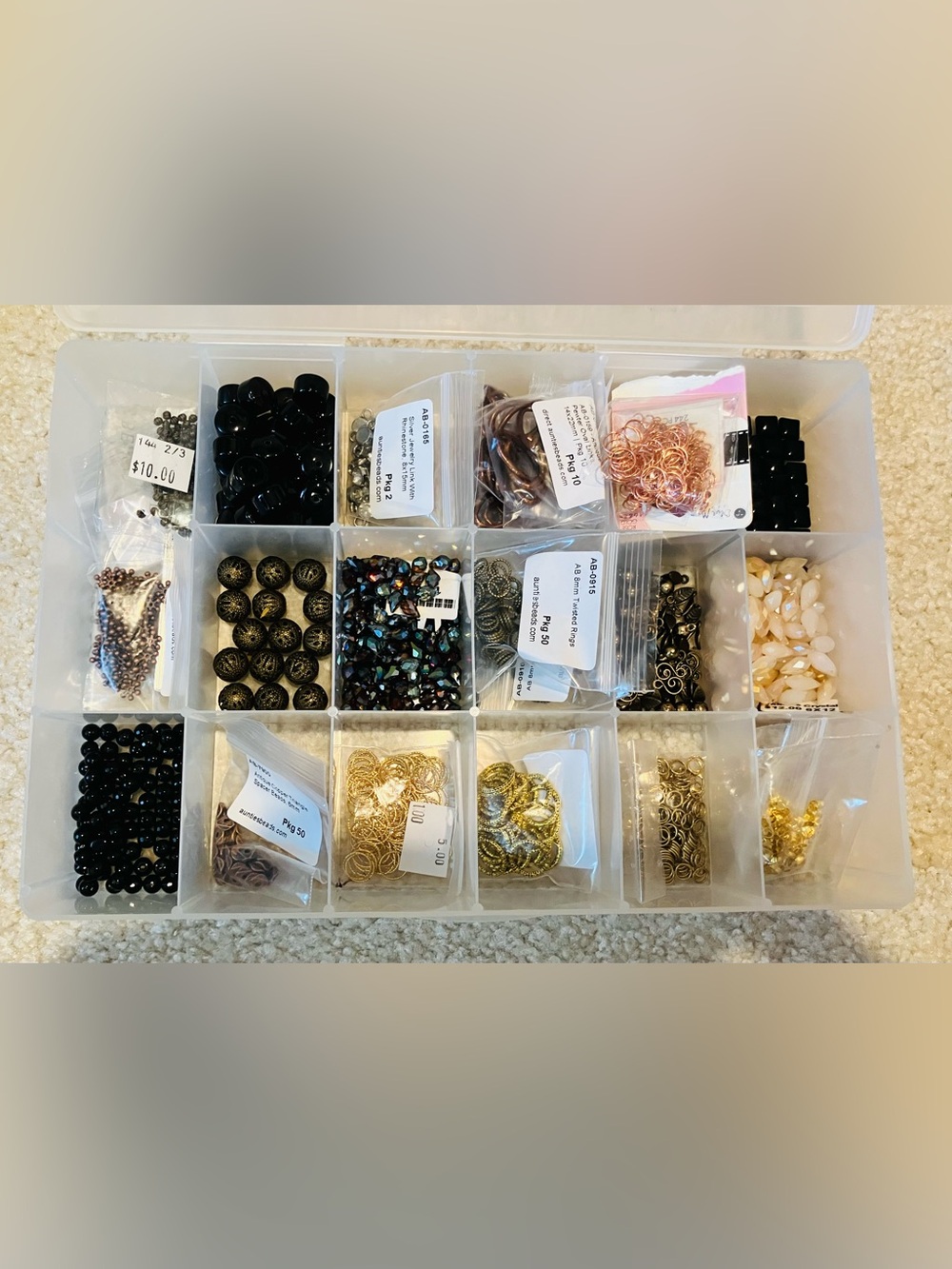 Organizer Box With Jewelry Making/Crafting Supplies